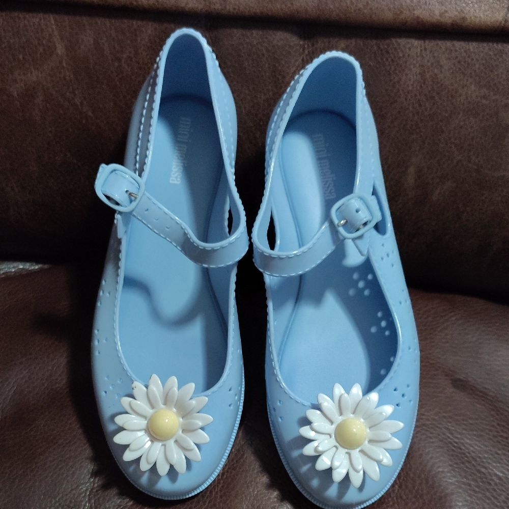 Mini Melissa Light Blue Dress Shoes with Daisy Accent